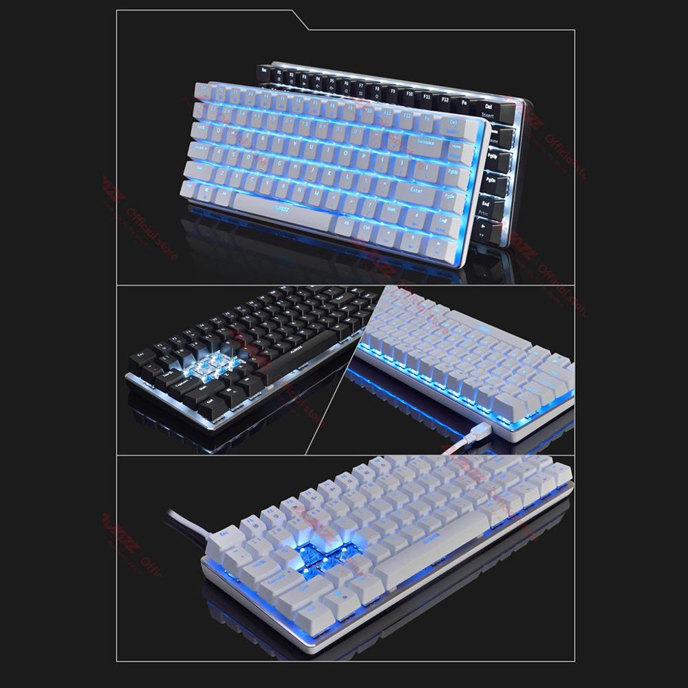 Ajazz AK33 clavier mécanique filaire clavier de jeu USB 82 touches bleu/noir commutateur rvb/1 couleur clavier rétro-éclairé pour PC Gamer