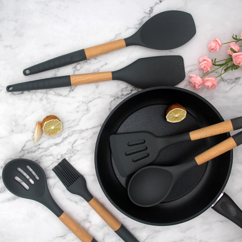 Ustensiles de cuisine Silicone ustensiles de cuisine ensemble de 9 pièces poignée antidérapante antiadhésive ustensiles de cuisine spatule de cuisine outil de cuisine