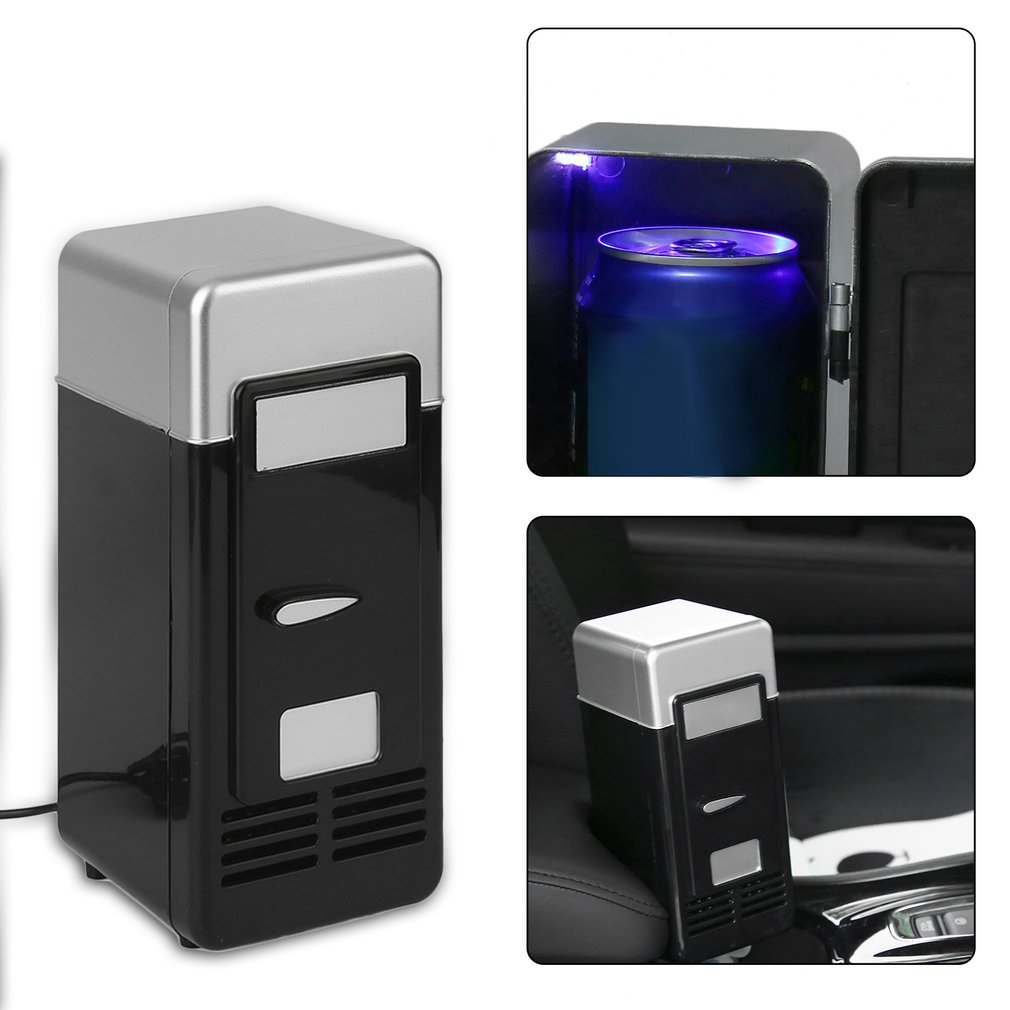 Svart abs 5v 10w usb 19.4*9*9cm bil mini kylskåp bil bärbar dryck svalare båt resa kosmetiska kylskåp