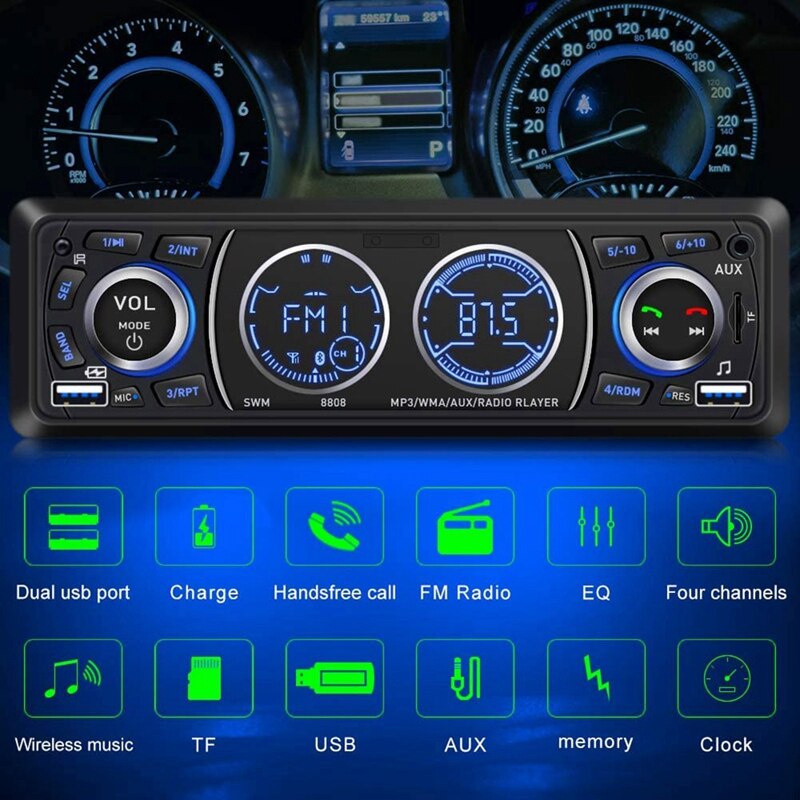 Car Stereo With Bluetooth Single Din In Car Stereo Car Radio Car Audio Stereos For Car Support USB Port, SD Card AUX In
