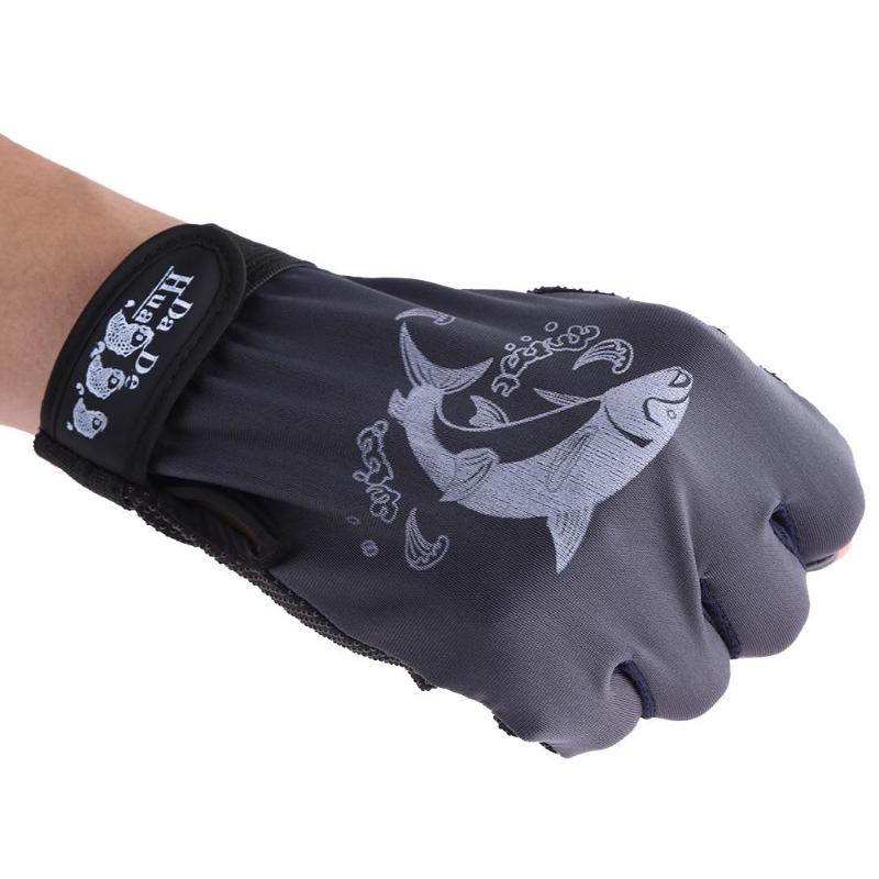 Guantes de pesca antideslizantes de medio dedo, accesorios para herramientas de pesca, , 1 par