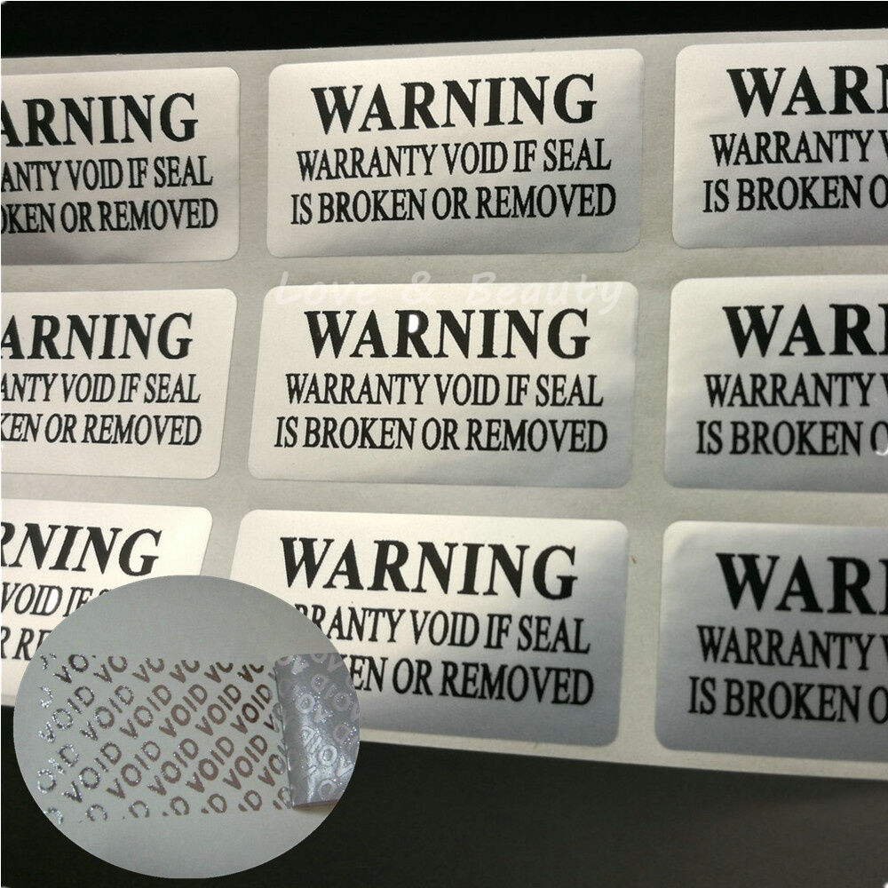 WARRANTY VOID IF SEAL IS BROKEN OR REMOVED warning Sticker Silver colour 1000PCS