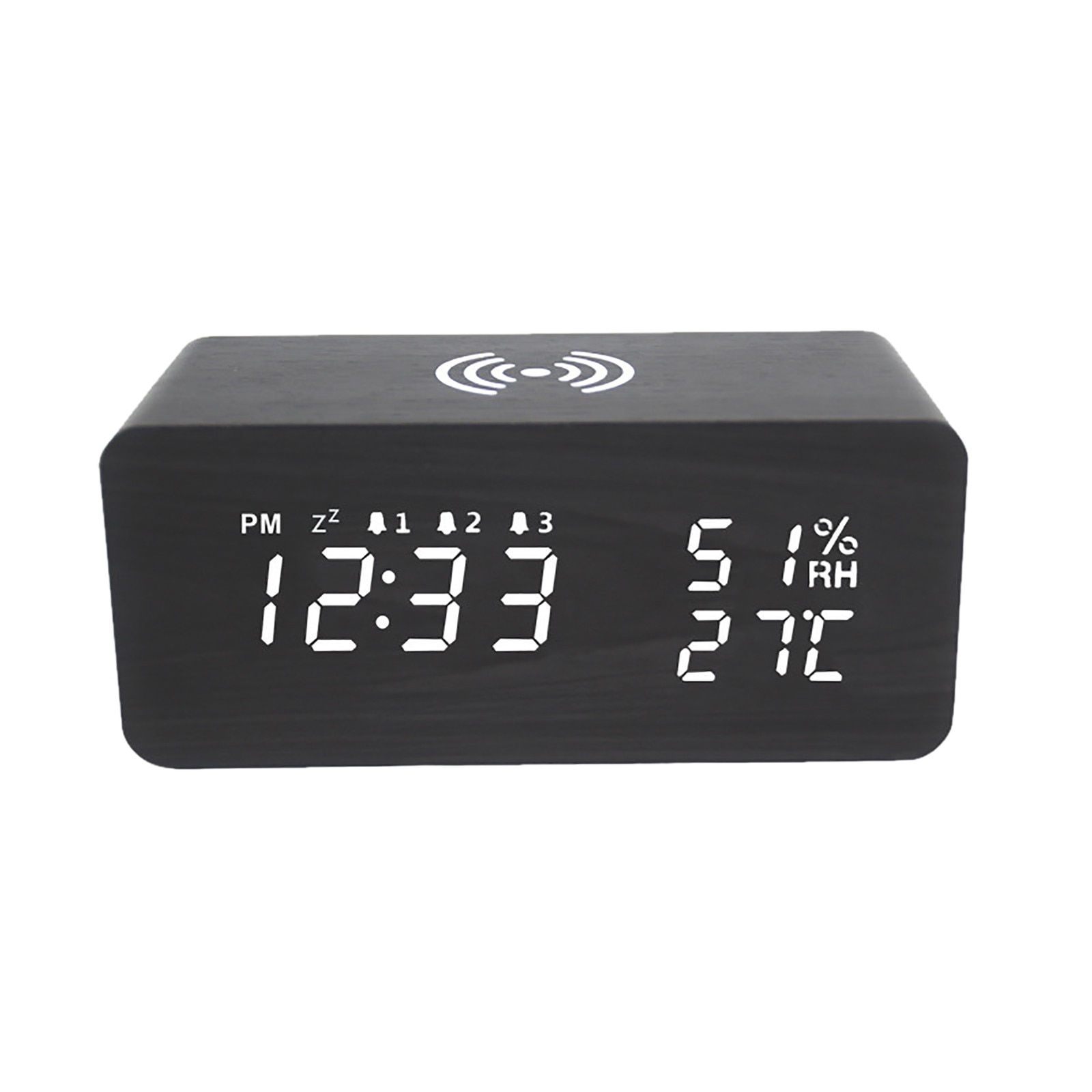 The alarm clock with Qi wireless charging pad is suitable for Iphone Samsung LED digital clock sound control function55#