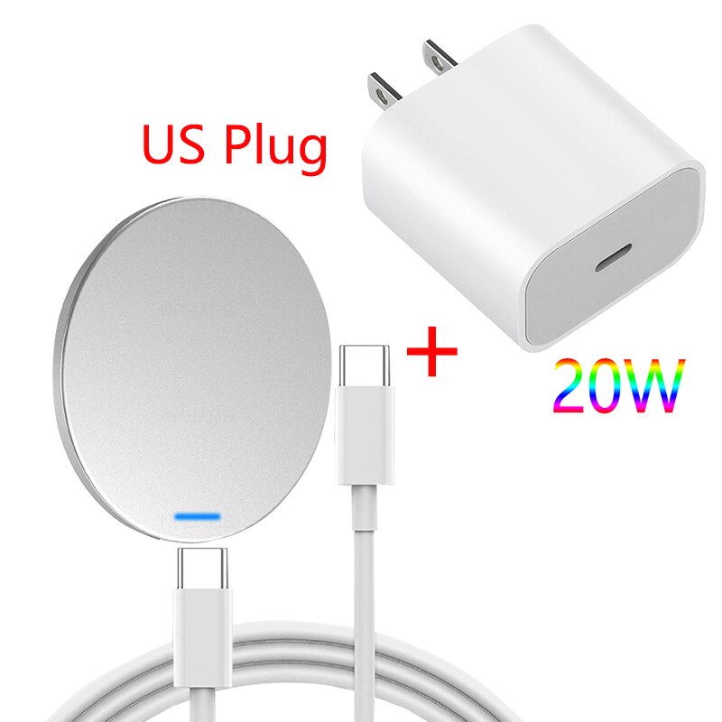15W Qi Magnetic Wireless Charger Pad for iPhone 12 Series - Fast Charging with MFI Certified Cable: US 15W