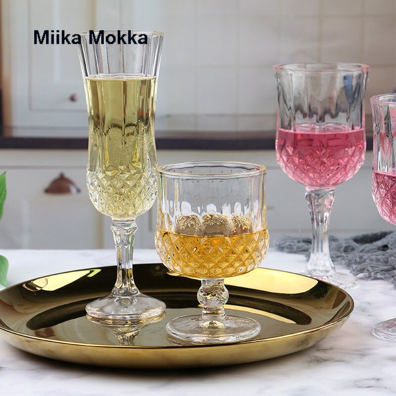 2pcs Diamond Pattern Wine Glass Crystal Wiskey Champagne Glasses Bordeaux Burgundy Wedding Party Birthday Lead-Free