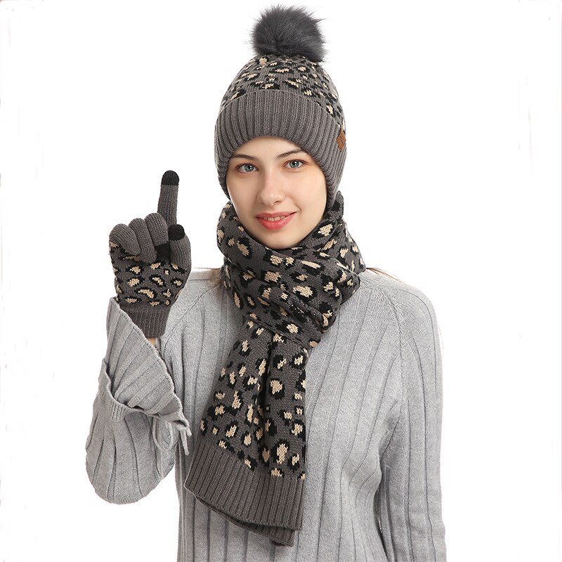 Driedelige Vrouwen Handschoen Gebreide Hoeden Sjaal Handschoenen Set Hoed Pompon Winter Warm Mitten Cap Beanie Sets Caps mode Zachte Herfst