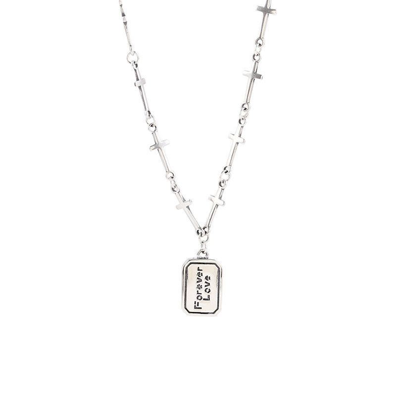 S925 sterlingsølv halskæde til kvinder kryds retro bogstav lette luksus kravehalskæde smykker
