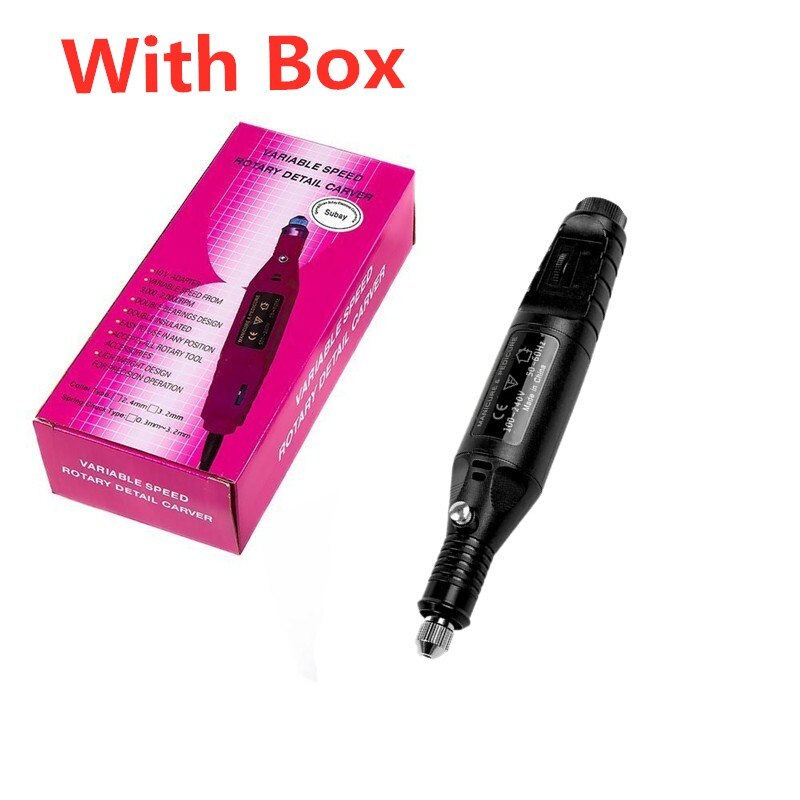Pen Shape Nail Art Drill Kit, Electric Manicure Acrylic Nail Remover Portable Nail Drill Filing Machine Pedicure Kit For Beauty: BLACK  WITH BOX