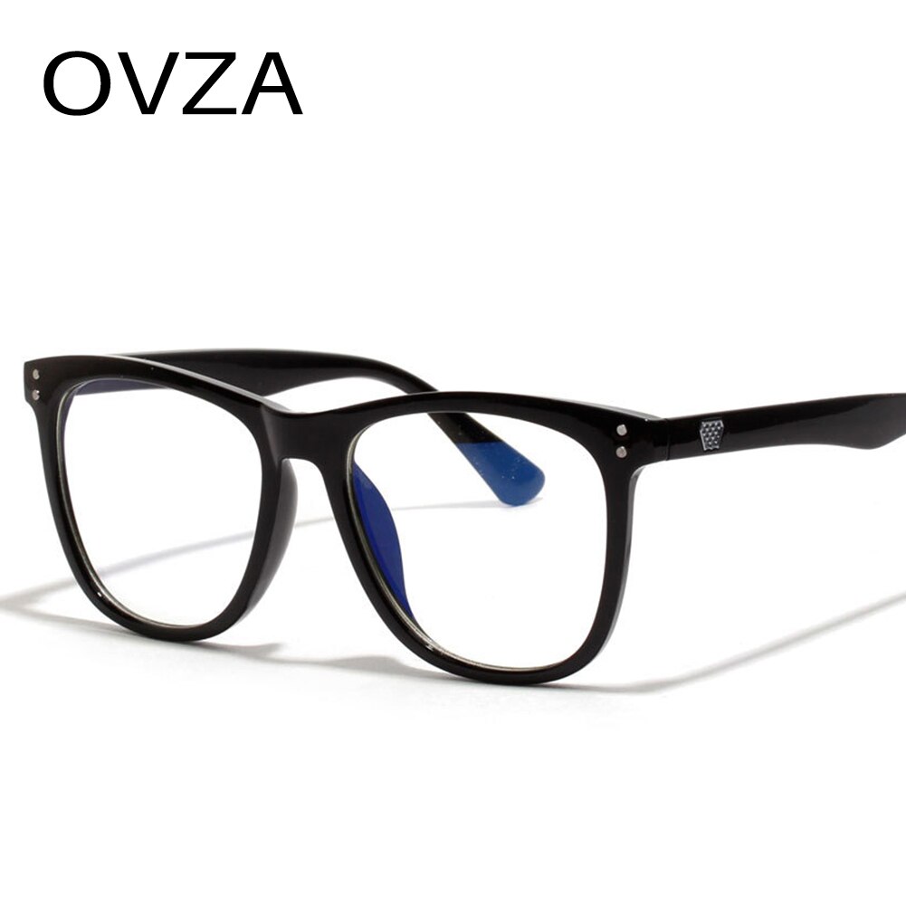 Gafas OVZA antiradiación para hombre y mujer, lentes de marco negro, montura transparente azul claro, gafas de computadora S0039