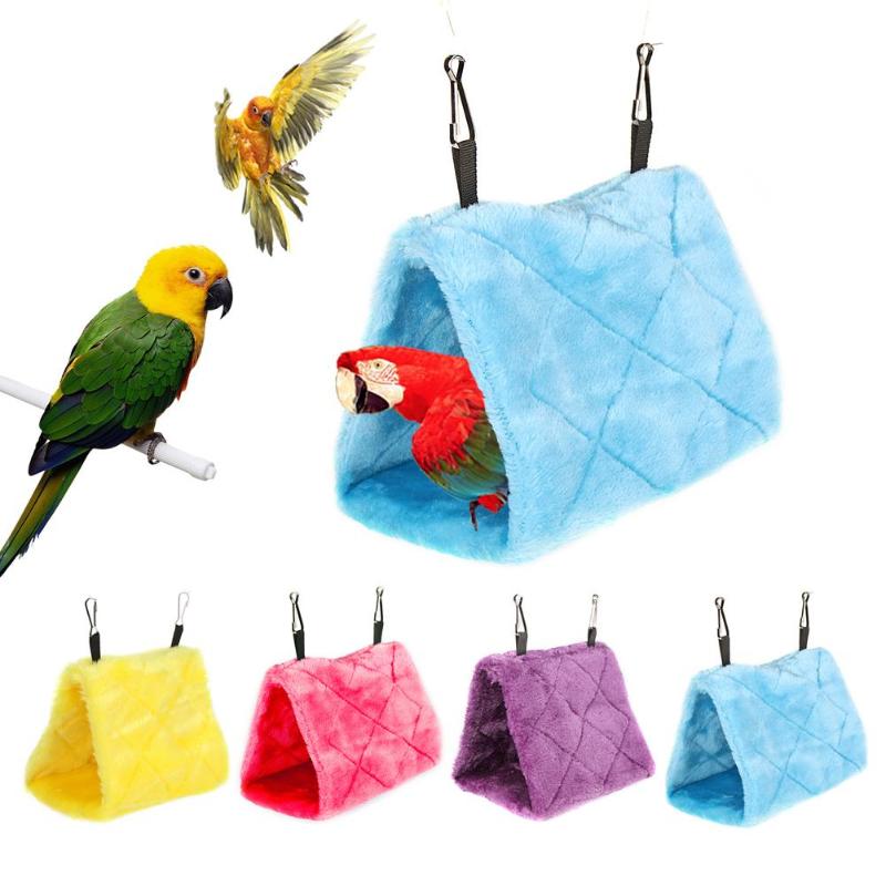 Hamaca suave y cálida de felpa para pájaros loros, nido de mascotas, cama colgante, jaula de loro, hamaca, casa de choza de terciopelo Coral, adecuada para Lovebird