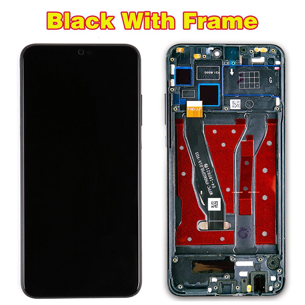 Original Huawei Honor 8X écran LCD 6.5 pouces JSN-AL00-L22 écran tactile 10 tactile numériseur cadre d'assemblage revêtement oléophobe: Black With Frame