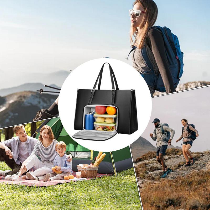 Bolsa tote com compartimento para almoço, bolsa para laptop com compartimento para lancheira, suporte para computador, frutas, bebidas, lanches, recipiente