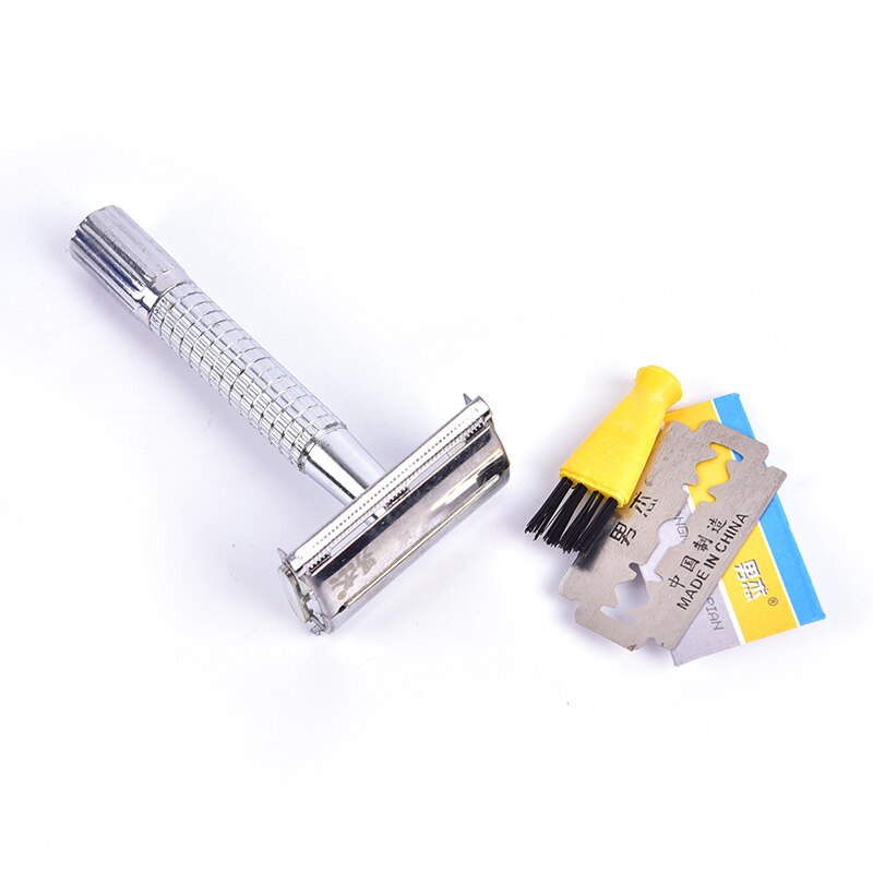 Men's Traditional Double Edge Chrome Wet Shaving Safety Razor Manual Razor+ 1 Blade +1 Travel Case Beard Hair Care