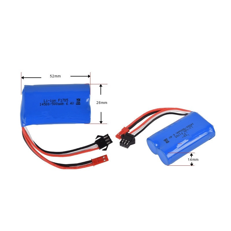 14500 500mah 6.4v Li-ion Battery for Wltoys 18401/18402 Remote Control Off-road Vehicle 6.4v Charger for RC toys Car Boat Turcks
