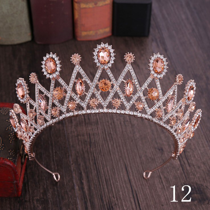 Arancione di Cristallo Da Sposa Strass Oro Corona Sposa Diademi e Corona Copricapo Accessori Per Capelli Per Le Donne Da Sposa Da Sposa: 12