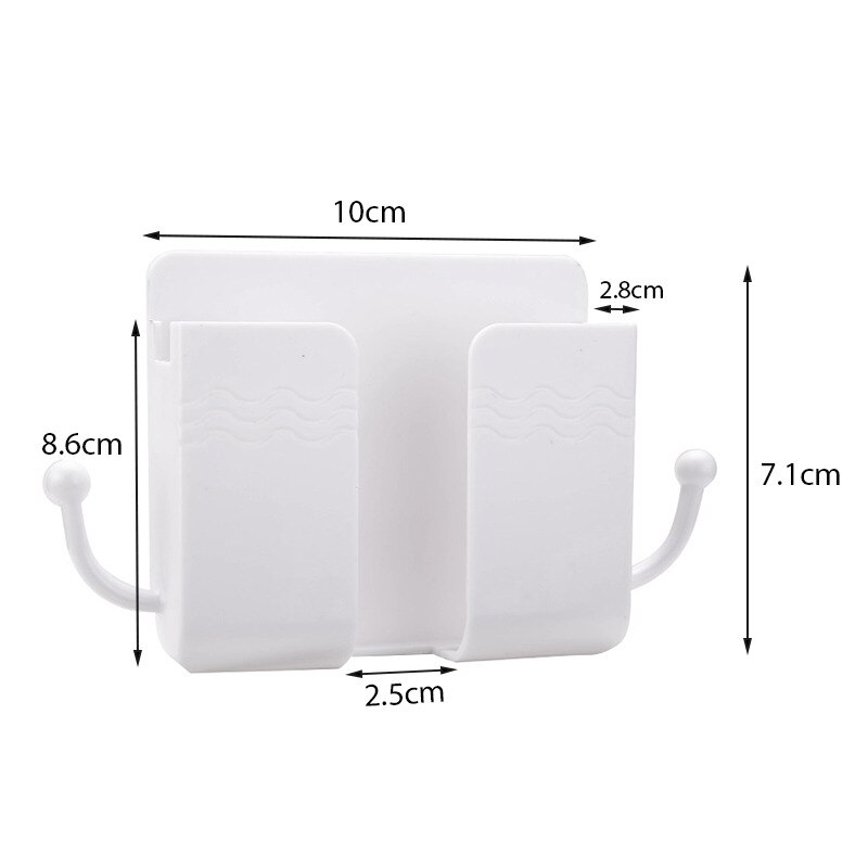 Wall Mounted Storage Box Mobile Phone Plug Holder Stand Rack Remote Control Storage Organizer Case For Air Conditioner TV: 2-white