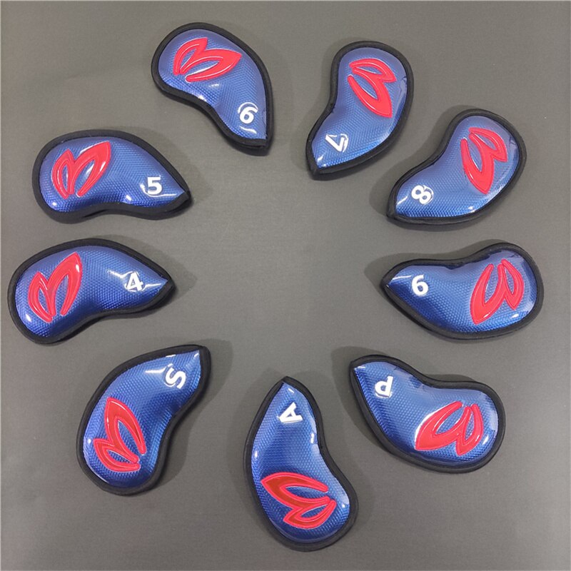 9 Stuks Golf Iron Covers Set Crystal Pu Leather Bunny Stijl Water Proof 5 Kleuren Headcover: Deep Blue