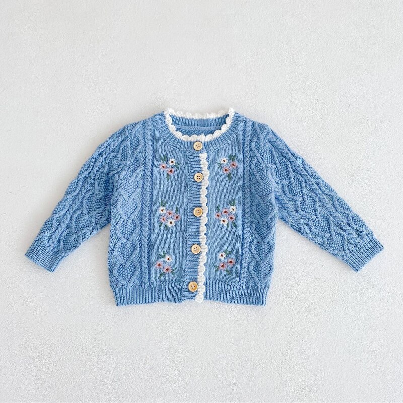 0-3Y Cardigan lavorato a maglia per bambino per ragazza maglione ricamato moda 2022 autunno nuovo 100% cotone abbigliamento per bambini costumi per ragazzi