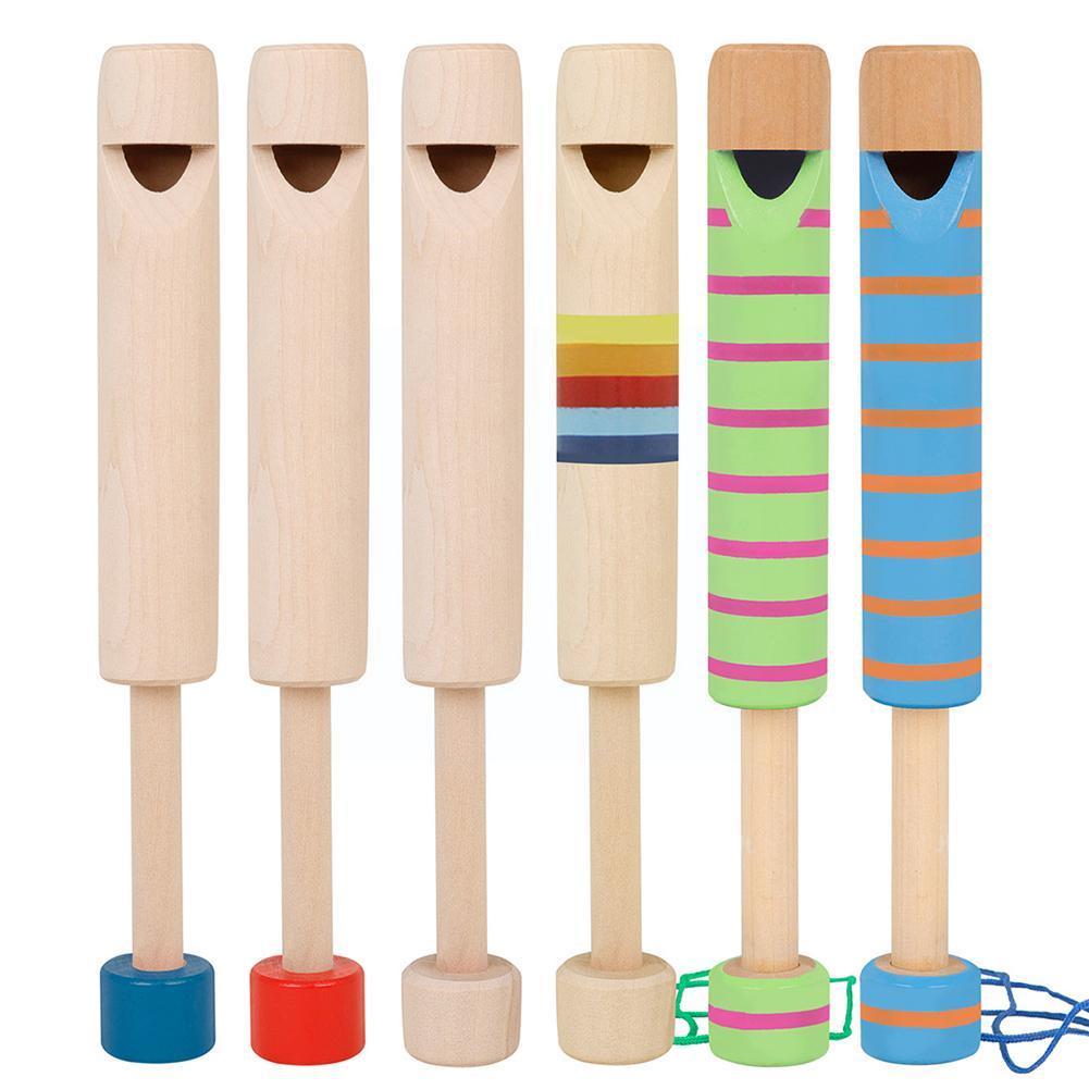 Tirador de flauta de madera para niños, silbato de pintura a base de agua, instrumentos musicales, 1 unidad, K9L5