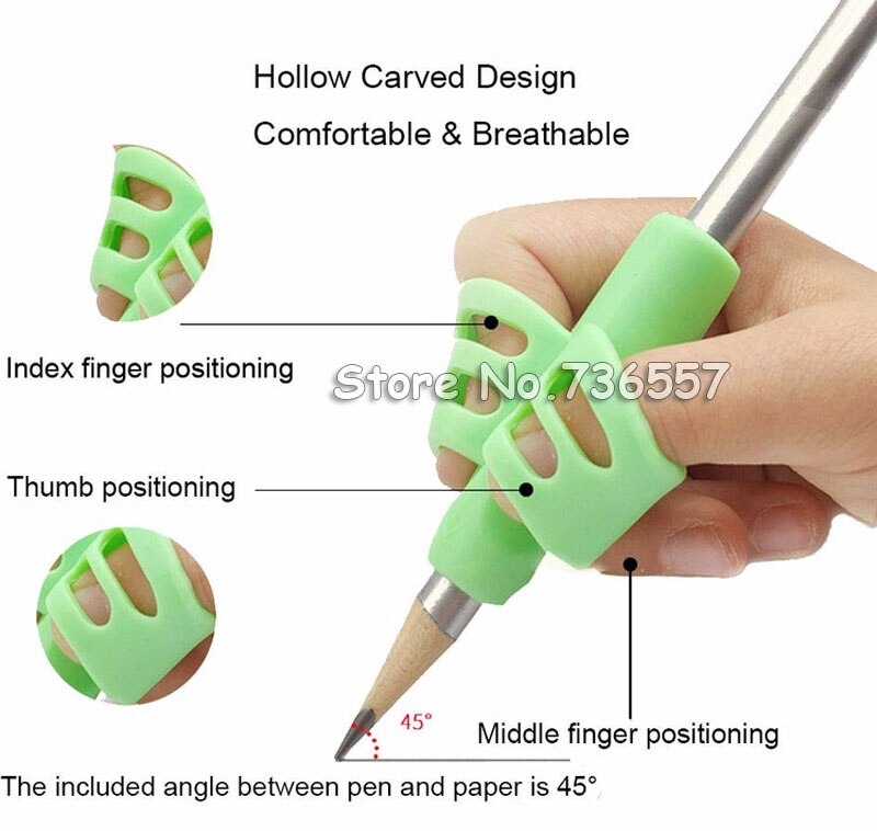 40 pcs Pen grip Handle Double Finger Silicone Pen Holder Student Writing Pen Correction Device Children Stationery