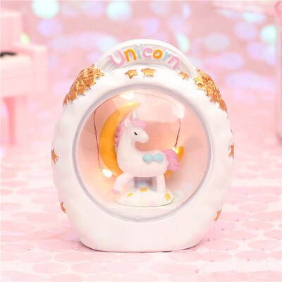 Unicorn baby sleep night light cute star Lamp girl heart bedroom romantic table lamp home decor luminous toys: Pink