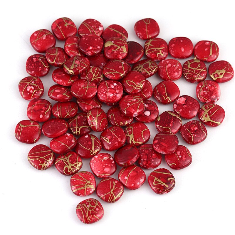 100pcs Muitcolor Contas de Acrílico Flat Square Beads Spacer Beads Para Colar Pulseira DIY Jewelry Making Acessórios Suprimentos: red