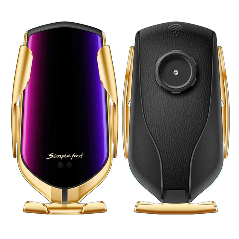 Automatische klemmung, infrarot-induktion, qi-autoladegerät mit schnellladefunktion für iphone 11 pro max, xs und samsung  s10 s20: Gold