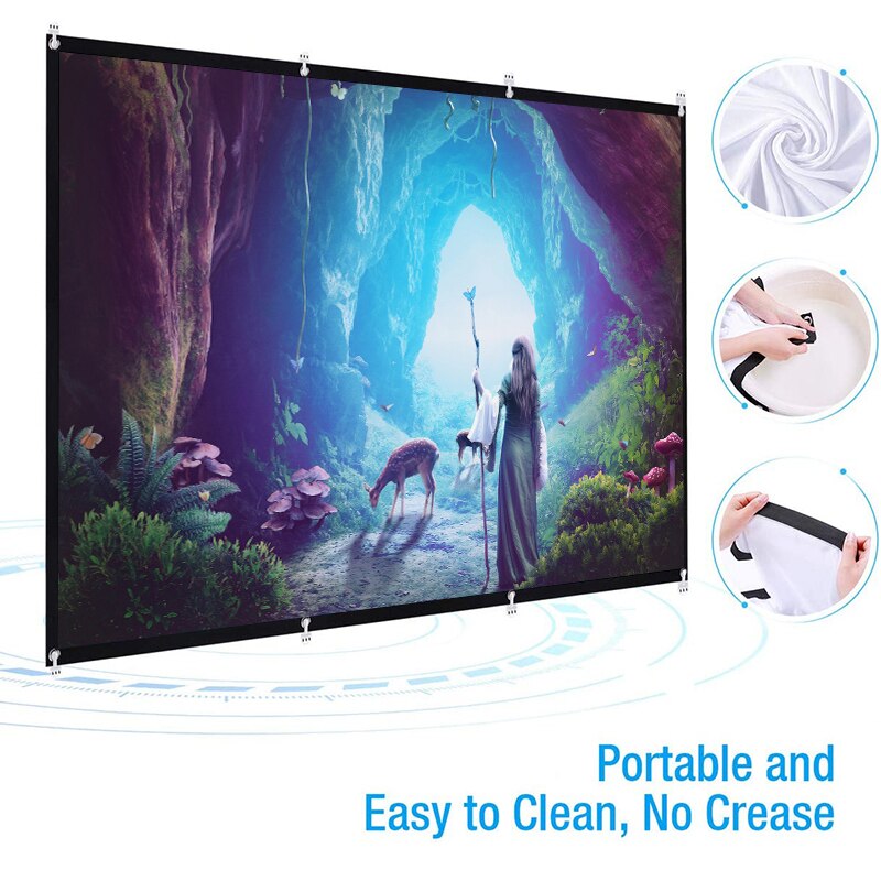 60/72/84/100/120/150 inch Projector Screen For Home Theater Outdoor HD Foldable Anti-Crease Portable Projection Movies Screen