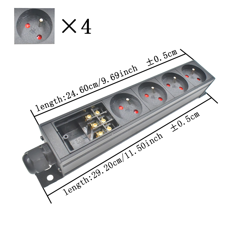 PDU power strip network cabinet rack wall desktop table bottom 1-11AC French socket with junction box No extension cable: Type 13