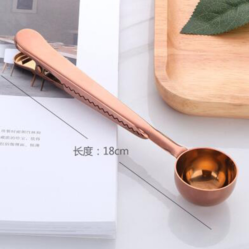 Multifunction Kitchen Supplies Coffee Scoop Clip Stainless Milk Powder Food packaging Seal Clip Tea Spoon Measuring Cup Spoon: Y105-4