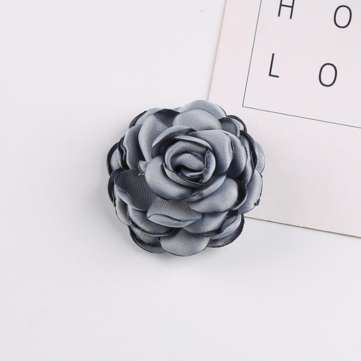 5 st 5.5cm satintyg konstgjorda blommor handgjorda diy tygblommor för bröllopsfest hantverk hem diy dekoration: Blå