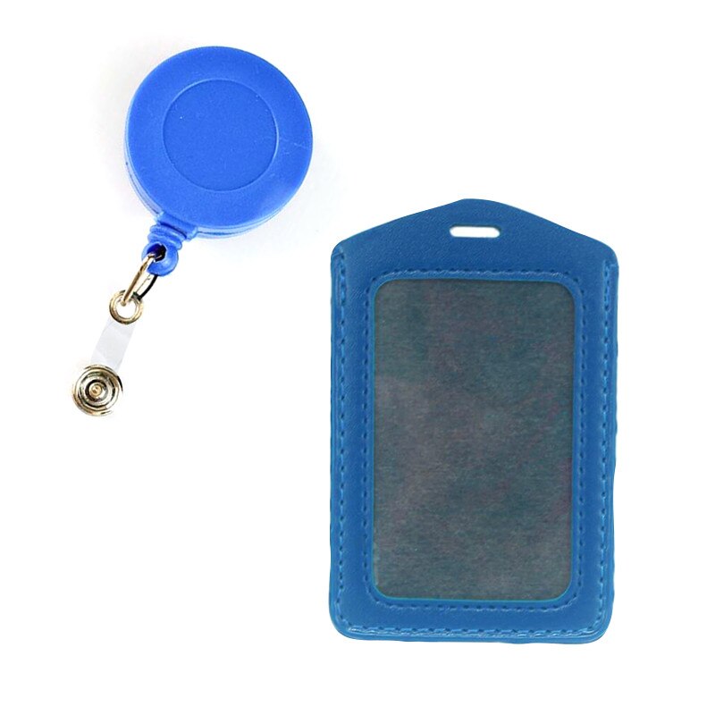 Portable sin cremallera banco de seguridad barato soportes de tarjetas de crédito Bus ID titular identidad Oficina suministros insignia con carrete retráctil: Azul