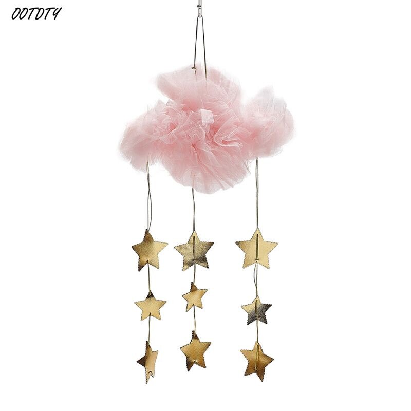 Bebé techo móvil colgante nube decoraciones guirnalda de estrellas DIY colgante fotografía accesorio juguete para cuna niños decoración para dormitorio infantil: Rosa