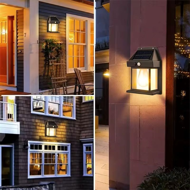 1/2/4 Solarnych Lamp Ściennych Zewnętrznych Ogrodowych z Czujnikiem Ruchu IP65 Wodoodpornych na Gank, Balkon, Taras, Garaż, Ogrodzenie, Dziedziniec