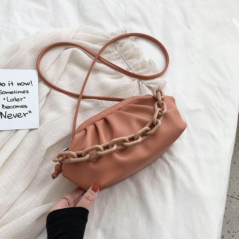 Candy Kleur Pu Lederen Schoudertas Messenger Bags Voor Vrouwen Kleine Crossbody Tas Reizen Keten Tas Handtassen En Portemonnees: Small pink