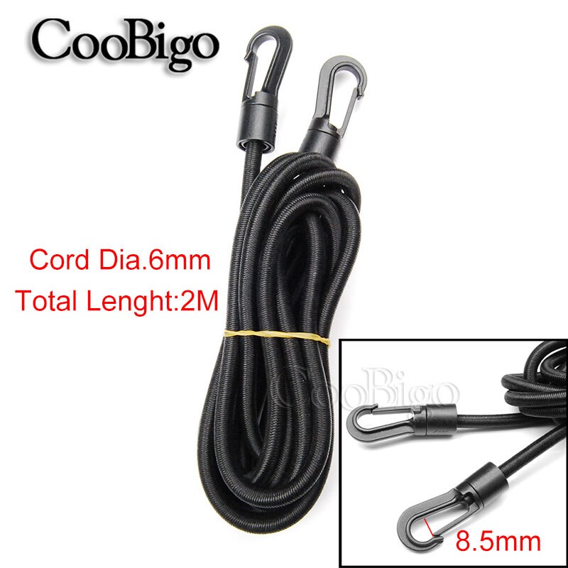 5 stks Pack 2 M Zware Elastische Bungee Shock Cord Strap Stretch Plastic Haak Auto Bagage Tent Kajak Boot Kano Bikes Touw Tie: Dia.6mm Bungee Tie