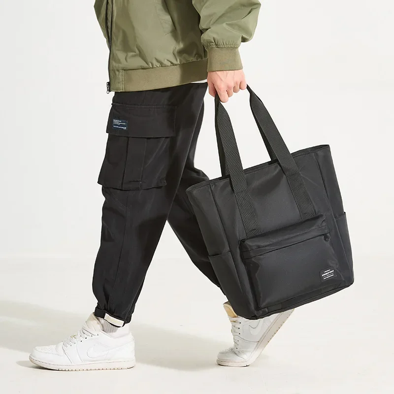 Bolso informal de un solo hombro para hombre, bolsos de gran capacidad para hombre y mujer, bolsos de mano simples, bolso negro impermeable para axila, bolsos