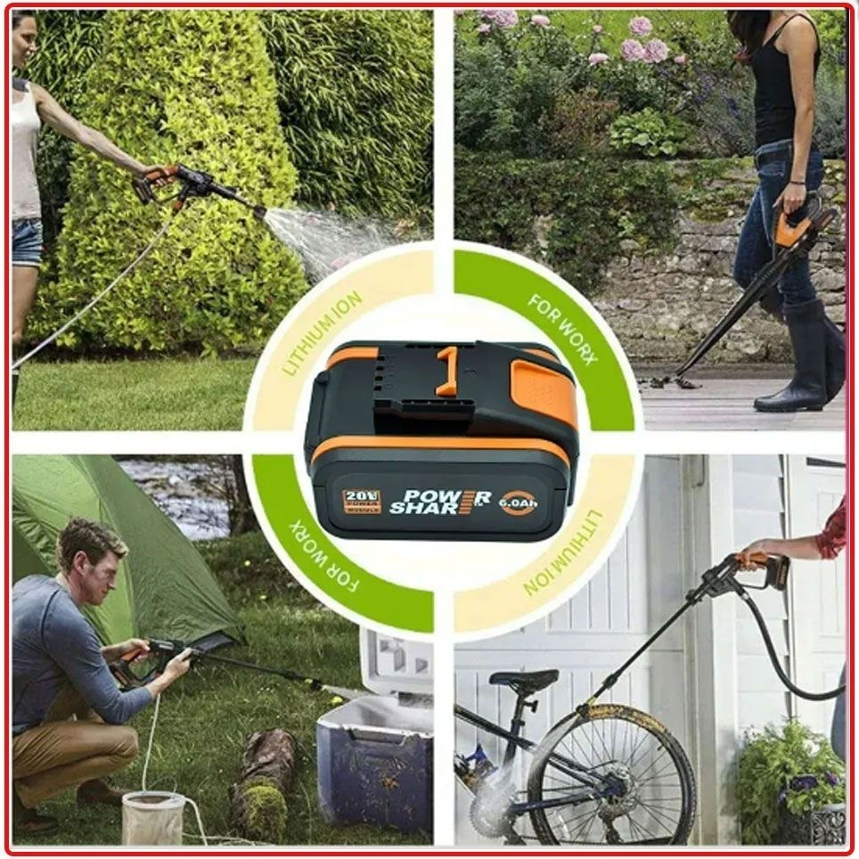 För worx 20 v 4.0/6.0/8.0/10.0ah litiumbatteri, laddningsbart,  wa3553 wa3551 wa3553.1 wa3570 för alla worx elektriska och trädgårdsverktyg