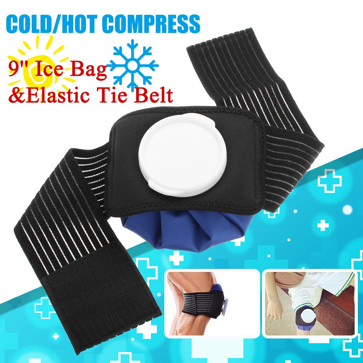 9 ''Ice Bag Pack met Protector Elastische Tie Riem Set Herbruikbare Knie Hoofd Been Letsel Pijnbestrijding Ijs Zak gezondheidszorg Ehbo