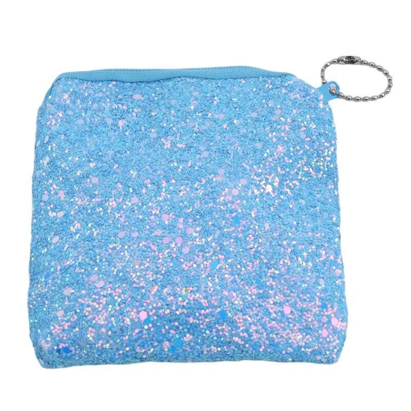 Kvinder pung mønt pung glitter pung luksus pailletter mønt pung dame kreditkortholder kvinde pung: Himmelblå