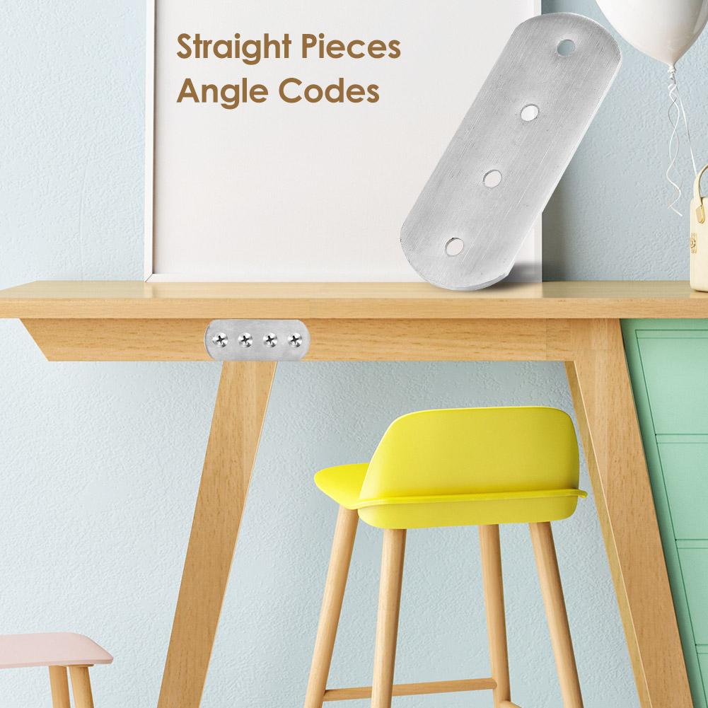 4pcs Stainless Steel Corner Brackets Furniture Fastener Connecting Pieces Angle Iron Straight Angle Codes Anti-rust Hardware