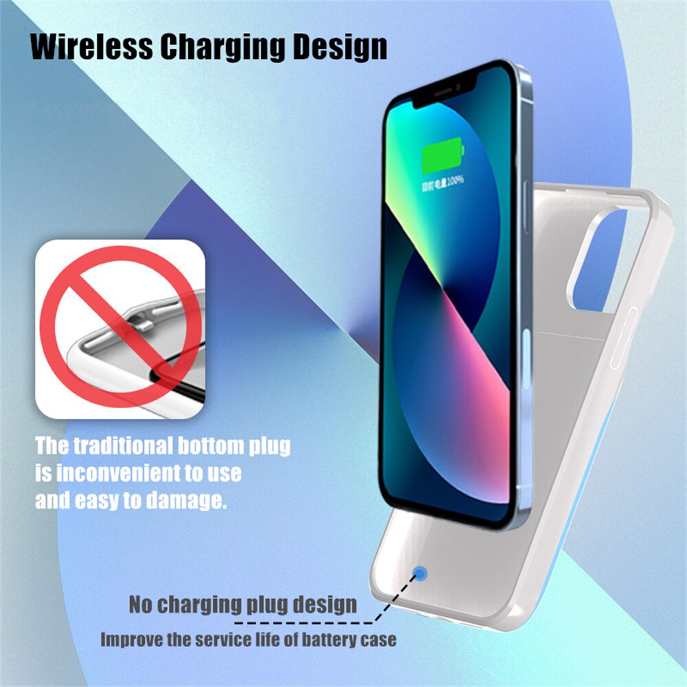 Power Bank Cover For iPhone 13 Pro Max 13 Pro 13 min Wireless Charging Battery Charger Cases 8000mAh Backup Powerbank Cases
