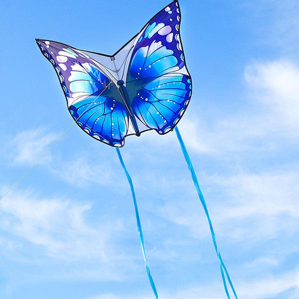 Schmetterlingsdrachen, blau-rot, mit festen flügeln, 30m schnüren, leicht zu fliegen, outdoor-sportspielzeug, tierdrachen, spielzeug für kinder