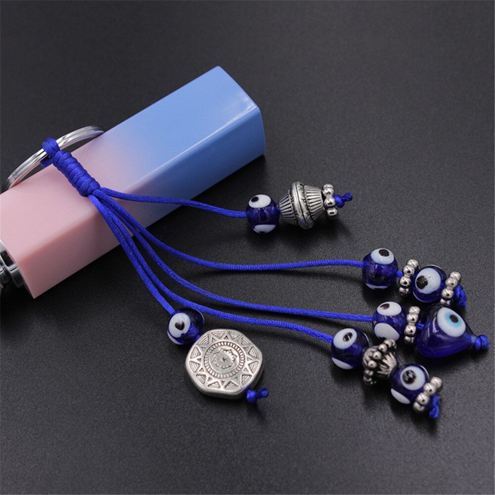 Turkish Blue Eye Keychain Personality Key Ring Pendant Simple Evil Eyes Jewelry Wall Car Hanging Home Decorations