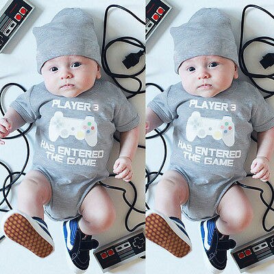 2Pcs/Set Cotton Newborn Infant Baby Boy Girls has entered the game Romper Jumpsuit Clothes Outfits