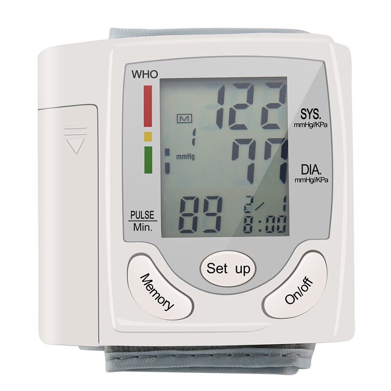Bloeddrukmeter Pols Monitor Automatische Digitale Lcd-scherm Heart Beat Rate Pulse Meter Meet Wit Handige Draagtas: G