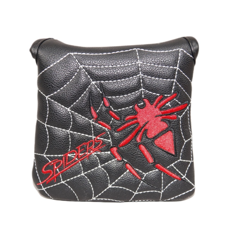 Mallet-huvudskydd spider-style 13cm golfputterskydd huvudskydd magnetstängande pu-skydd golftillbehör: Svart