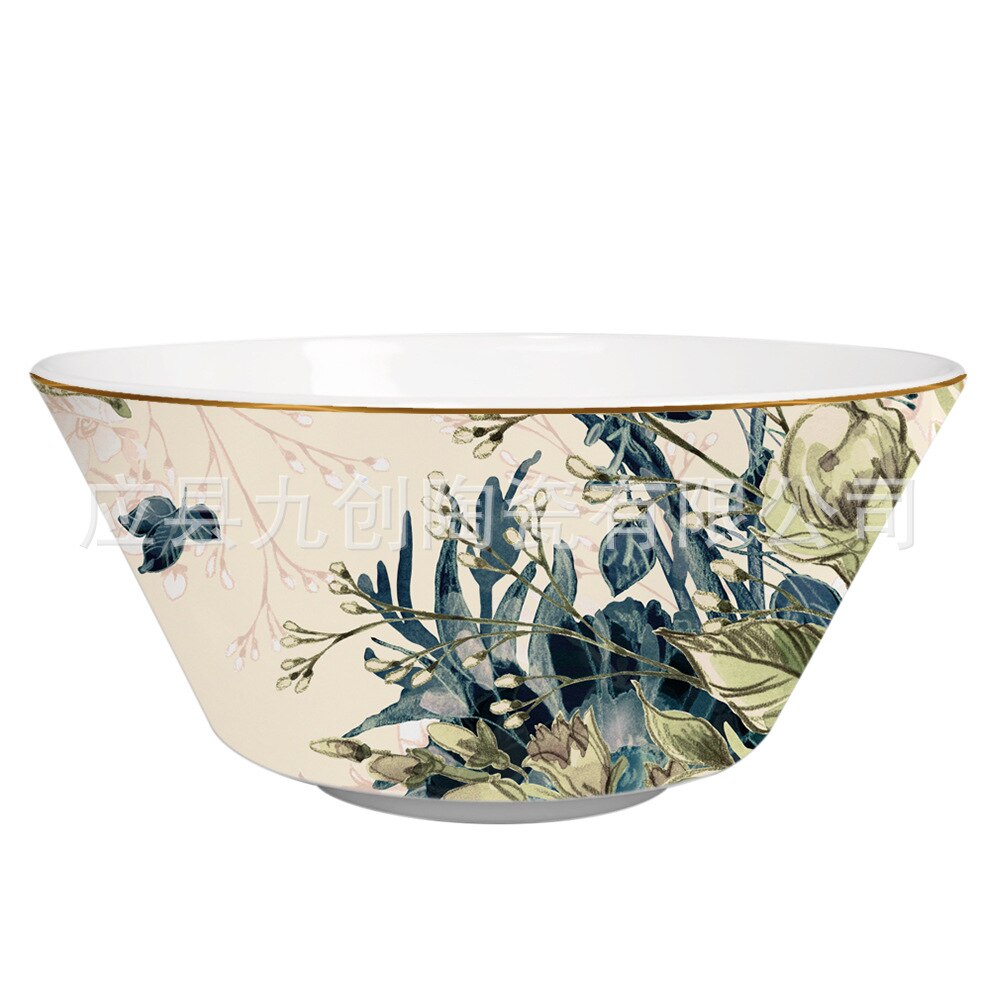 Chinese Keramische Plaat Creatieve Retro Bloem Westerse Voedsel Phnom Penh Plaat Westerse Voedsel Gebak Plaat Bestek Goud Bestek Set: 6-inch bowl