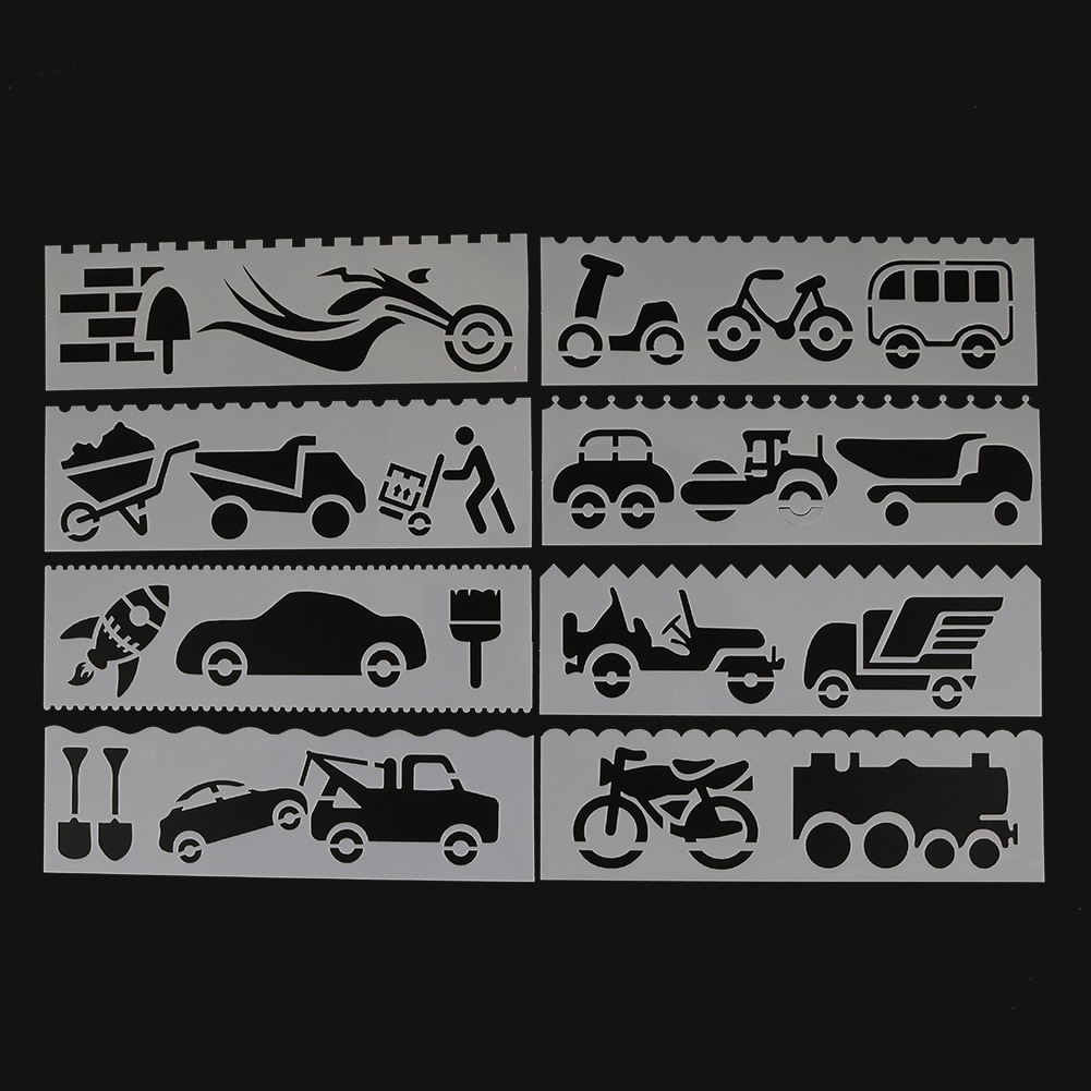 Car Shaped Painting Template DIY Craft Layering Stencils Painting Scrapbooking Stamping Embossing Album Paper Template 8 Pcs