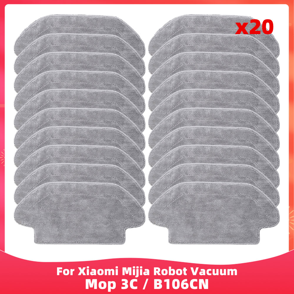 Compatible con ( Xiaomi Mijia Robot Vacuum Mop 3C / B106CN / Conga 3290 / 3490 / 3690 ) - Piezas y Accesorios: Cepillo Lateral Principal, Filtro, Paño de Fregar, Kit: Rojo